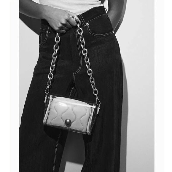LAST 1!🔥ZARA CHAIN STRAP VINYL SHOULDER BAG - Picture 3 of 8